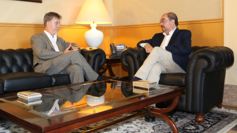 El presidente de Aragón, Javier Lambán, y el alcalde de Zaragoza, Pedro Santisteve.- AYUNTAMIENTO DE ZARAGOZA