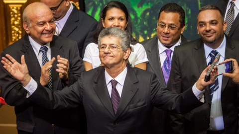 El opositor Henry Ramos Allup, tras ser elegido nuevo presidente de la Asamblea Nacional de Venezuela. / EFE