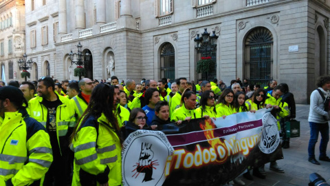 Estibadors en manifestació al centre de Barcelona