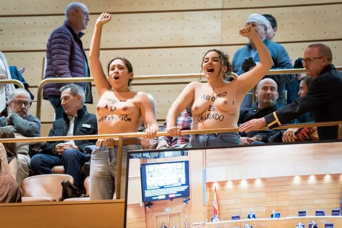 Desalojan del Senado a dos activistas de Femen que protestaban contra la cumbre internacional antiabortista