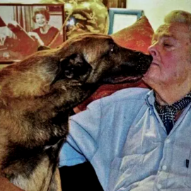 Alain Delon y su perro Loubo. Imagen de archivo