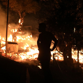 Incendio en el campo de refugiados de Moria. /Reuters