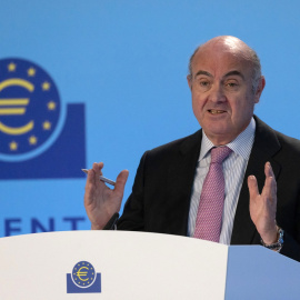 El vicepresidente del BCE, Luis de Guindos, en una comparecencia en  la sede de la institución, en Fráncfort. AFP/Andre Pain