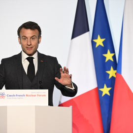 El presidente de Francia, Emmanuel Macron, durante un acto en República Checa, a 5 de marzo de 2024.