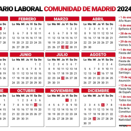 El calendario laboral con los festivos de la Comunidad de Madrid para el año 2024