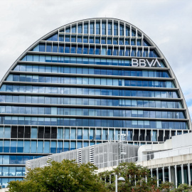 Fachada del edificio ‘La Vela’, en la ciudad del BBVA, a 30 de abril de 2024.