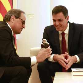 Quim Torra y Pedro Sánchez, durante su encuentro en La Moncloa. Madrid, lunes 9 de julio de 2018.   JOSE MARIA CUADRADO JIMENEZ (WEB DE LA MONCLOA)