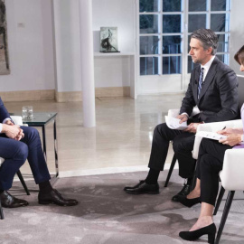 El presidente del Gobierno, Pedro Sánchez, durante su entrevista en TVE.