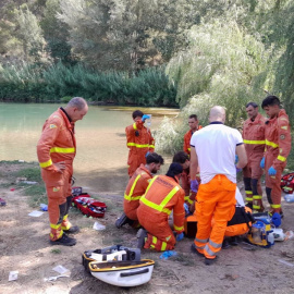 11/08/2022 Los servicios de emergencias en la zona de La Presa donde ha fallecido el padre ahogado