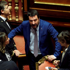 El viceprimero ministro italiano y titular de Interior, Matteo Salvini, durante una sesión del Senado, en Roma. REUTERS/Remo Casilli