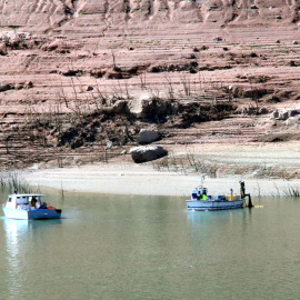 Els pescadors recullen les xarxes amb els peixos