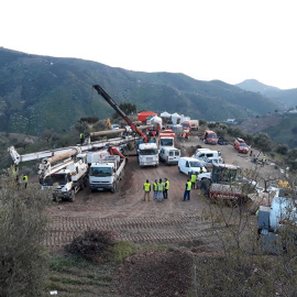 Los efectivos de rescate continuaban trabajando en la búsqueda de Julen. EFE/ Bomberos de Málaga