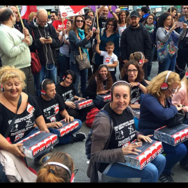 Una protesta de trabajadores del sector del Contact Center en Madrid.- JULIO FUENTES (CGT)