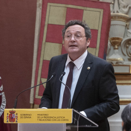 El fiscal general del Estado, Álvaro García Ortiz, interviene durante el acto de entrega de Despachos a las 62ª Promoción de la Carrera Fiscal.