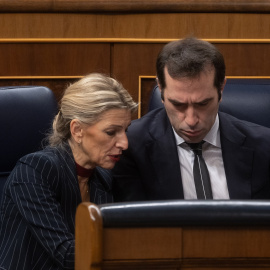 Yolanda Díaz y Carlos Cuerpo en el Congreso. Imagen de archivo.