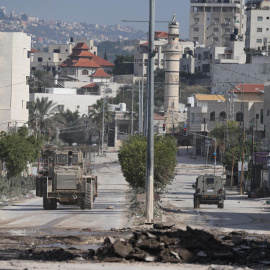 Vehículos militares de Israel en Tulkarem 28 de enero de 2025.