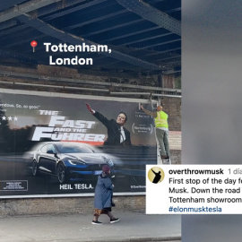 "The fast and the Führer" y otros carteles en las calles de Londres para protestar contra Elon Musk