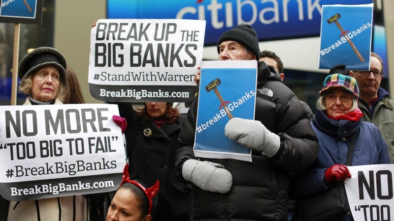 Manifestación contra los bancos, en Nueva York, en 2014. REUTERS/Shannon Stapleton