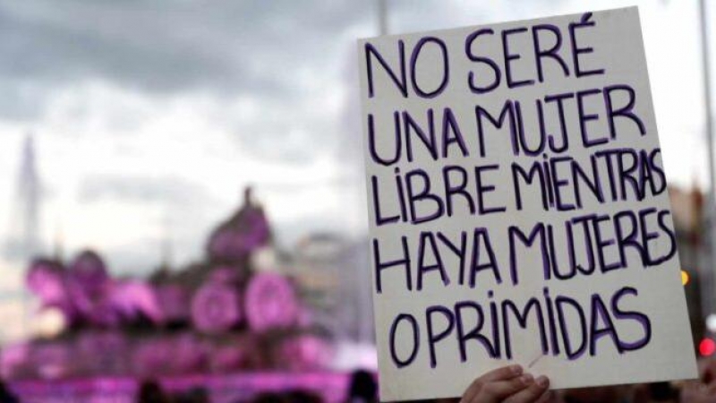 Una de las pancartas en la manifestación feminista del 8-M en el año 2019 en Madrid.