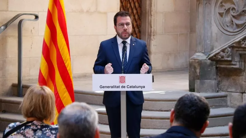 El president Pere Aragonès, intervé a l'acte del Dia de la República al Palau de la Generalitat