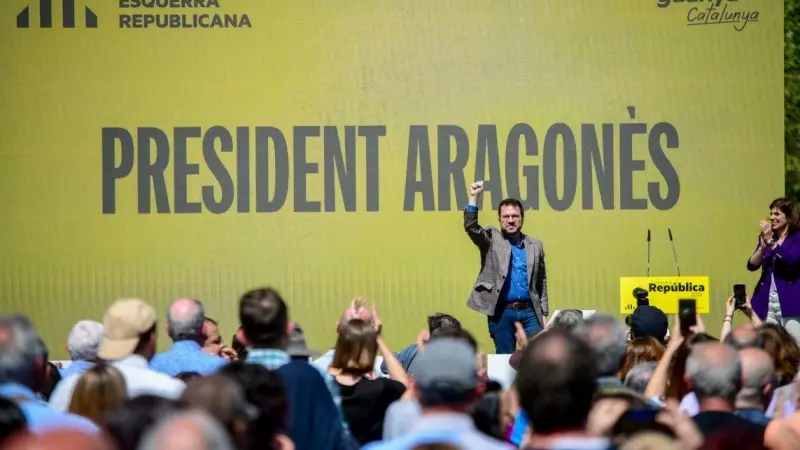 El president de la Generalitat, Pere Aragonès, en un acte de precampanya del partit.