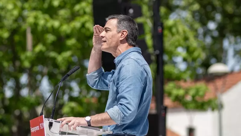 El secretario general del PSOE y presidente del Gobierno, Pedro Sánchez, interviene durante un mitin del PSC, a 4 de mayo de 2024, en Montmeló, Barcelona