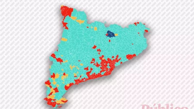 Mapa con los resultados de las elecciones en Catalunya municipio a municipio