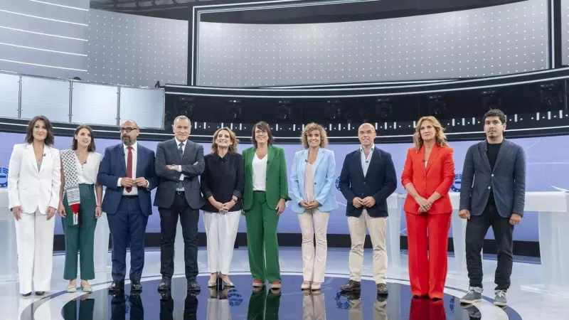 6 de junio de 2024. Candidatos y candidatas a las elecciones europeas en el debate a nueve del 6 de junio en RTVE.