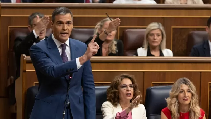 El presidente del Gobierno, Pedro Sánchez, este miércoles en la sesión de control celebrada en el Congreso.