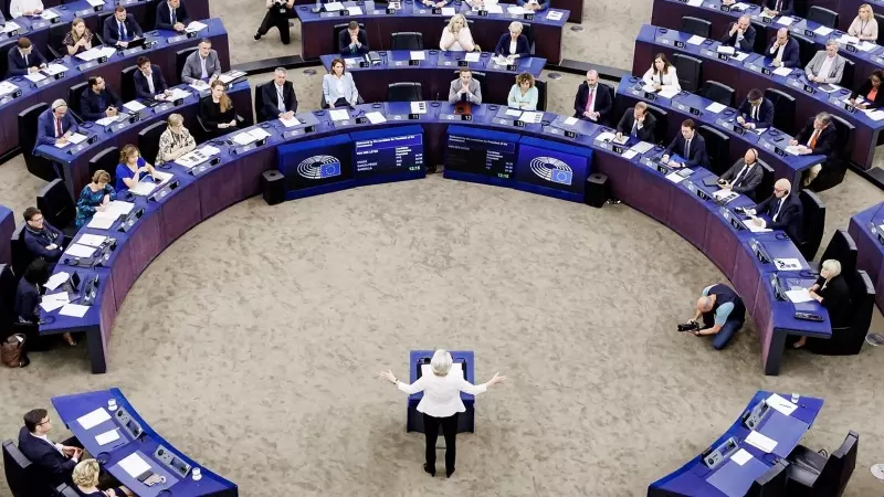 Foto de archivo de la presidenta de la Comisión Europea, Ursula Von der Leyen, en un discurso en el Parlamento Europeo, en Estrasburgo, a 18 de julio de 2024.