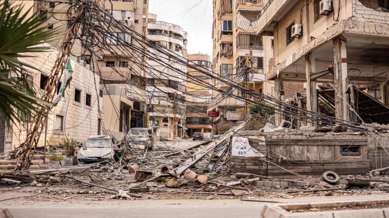 Imágenes de un bombardeo israelí reciente en Beirut, Líbano.