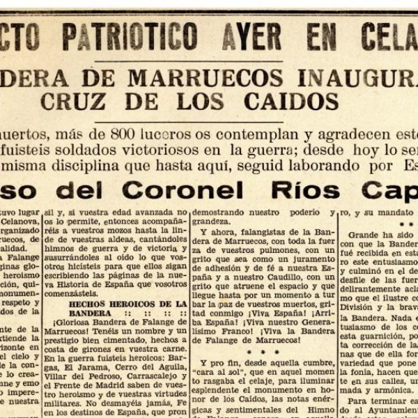 Crónica de la inauguración de la cruz. - Comité de Memoria Histórica da Comarca de Celanova