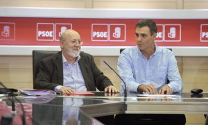 02/05/2024 José Félix Tezanos y Pedro Sánchez en la constitución del patronato de la Fundación Pablo Iglesias en 2017.