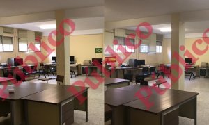 Imágenes de la Sala de Breefing de la Comisaría Villa de Vallecas antes y después de la información de 'Público'.