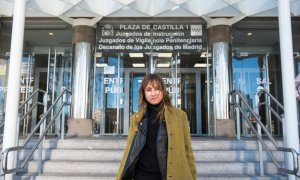 La directora de Público, Ana Pardo de Vera, a la salida de los juzgados de Plaza de Castilla, tras declarar por la querella interpuesta contra ella por Eduardo Inda. - FERNANDO SÁNCHEZ