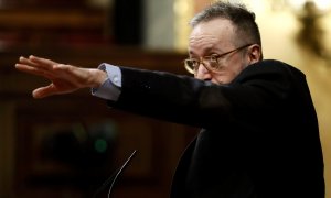 El portavoz de Ciudadanos en el Congreso, Juan Carlos Girauta, interviene este martes en el pleno de la cámara baja, el último de esta legislatura. EFE/Mariscal