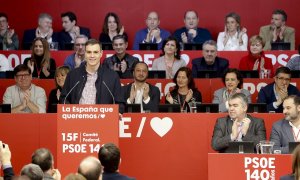 El presidente del gobierno y Secretario General del PSOE, Pedro Sánchez, durante su intervención en el Comité Federal del PSOE.