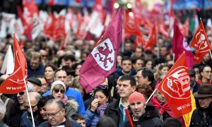 Vista de la manifestación de este domingo en León. EFE