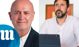 A la izquierda, el portavoz de En Marea, Pancho Casal y a la derecha el candidato a la Xunta, Antón Gómez Reino.