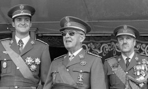 Juan Carlos I junto a Franco
