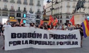 Los manifestantes, en la Puerta del Sol.- PÚBLICO