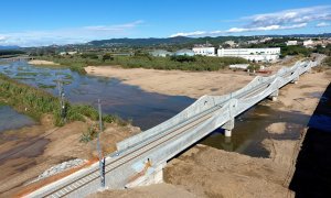 El nou pont entre Malgrat de Mar i Blanes que substitueix al que el Glòria va destruir.