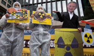 13/04/2021.- Protesta contra la decisión de Japón de verter al Pacífico el agua contaminada de la central nuclear de Fukushima.