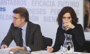 El presidente de la Xunta de Galicia, Alberto Núñez Feijóo y la presidenta de la Comunidad de Madrid, Isabel Díaz Ayuso, a 12 de noviembre de 2019.