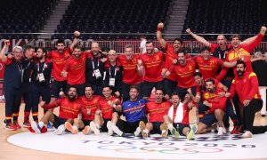 La Selección española de balonmano tras ganas el bronce el Tokio.