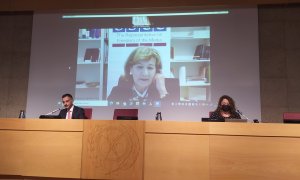 Intervención de la directora de 'Público', Virginia P. Alonos, en las jornadas internacionales sobre libertad de prensa en España.