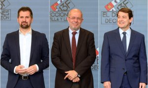 Los candidatos del PSOE, Ciudadanos y PP a la Presidencia de la Junta de Castilla y León, Luis Tudanca, Francisco Igea y Alfonso Fernández Mañueco. EFE