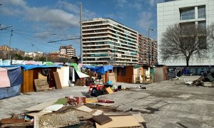 L'assentament a la plaça de les Glòries.