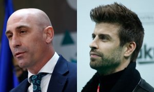 El presidente de la Federación de Fútbol, Luis Rubiales, y el futbolista del FC Barcelona y empresario Gerard Piqué.