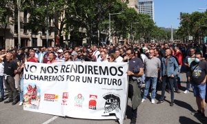 11/05/2022 - La mobilització d'aquest dimecres dels antics treballadors de Nissan per reclamar la reindustrialització.